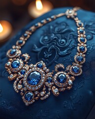 Obraz premium Luxurious baroque sapphire necklace diamonds high resolution photo