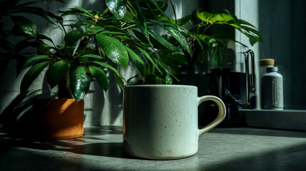 cup of coffee and flowers