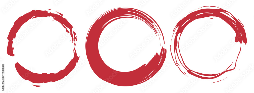 Poster red circle pen draw set. collection of different red circles. highlight hand drawn circle isolated o