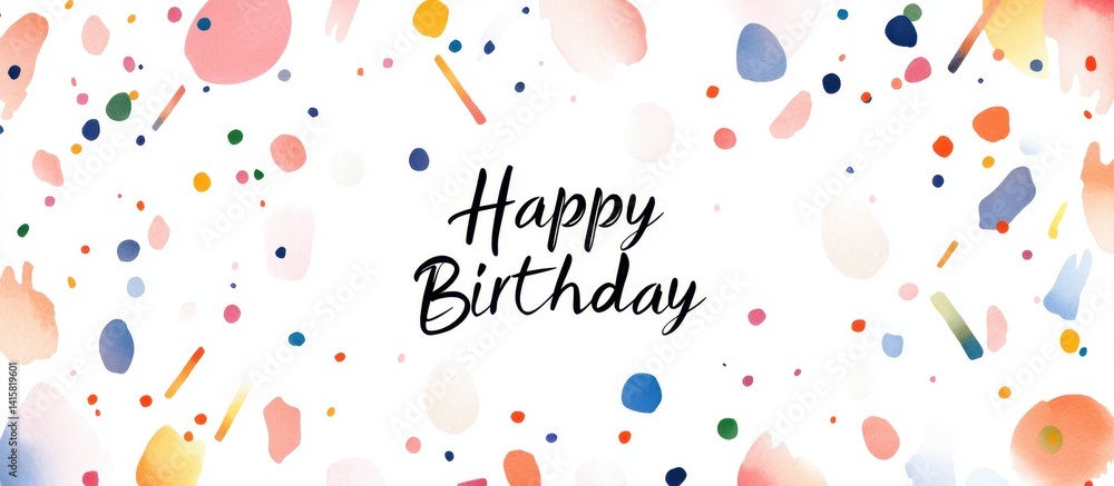 Poster confetti and colorful splashes on a white background with the text 