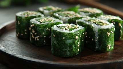 Sushi Rolls with Seaweed and Sesame Seeds
