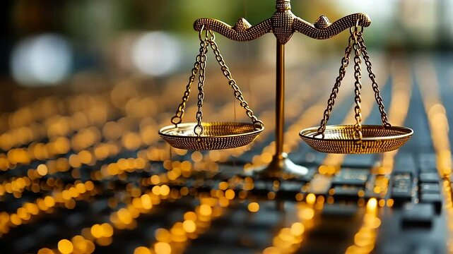 Justice scales on keyboard