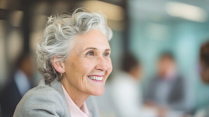 Fototapeta premium Senior Female Mentor with Warm Smile in Business Environment