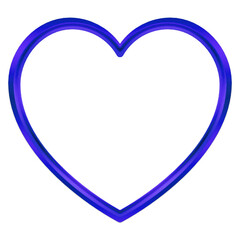 Blue heart ring metal frame border shape object isolated on white background