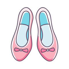Adorable Pink Ballet Flats with Bows Girl's Shoes Fashion Footwear Cute Style Elegant Design Pretty Pair