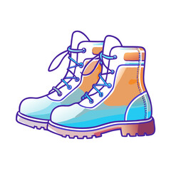 Pair of Stylish Blue and Orange Hiking Boots with Laces