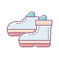 Pair of Cute PastelColored Boots with Thick Soles and Decorative Stitching