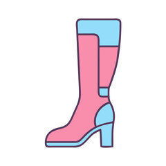 Pink and Light Blue High Heeled Boot Fashion Footwear Style