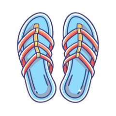 Pair of Stylish Summer Sandals with Blue Soles and Orange Straps Perfect for Beach Vacation