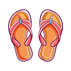 Pair of Cute Orange and Pink Summer Sandals Beach Flip Flops