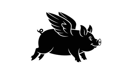 Flying Pig Silhouette: A whimsical silhouette of a pig with wings, soaring through the air.  The image evokes a sense of freedom and the unexpected.