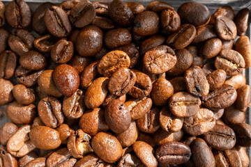 local sunset coffee beans close up