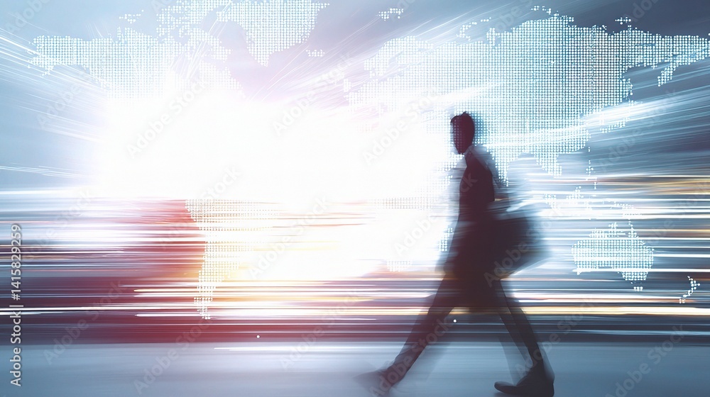 Poster dynamic executive movement in motion blur with global connectivity