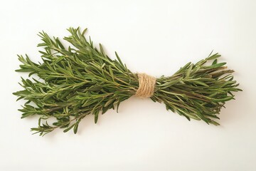 A bunch of small tarragon leaf twigs isolated
