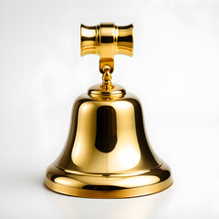 Elegant golden bell with a polished finish against a white background, showcasing its classic design and vibrant hue.