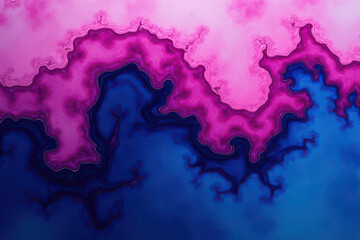 Mesmerizing Ink Swirls: Close-Up Experimental Photography of Magenta & Deep Blue Fluid Patterns