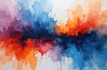 Fototapeta premium Abstract oil painting background. Rough brush strokes, palette knife work with vibrant red, orange, blue, purple colors. Artistic grunge texture. Modern design, digital illustration for art, decor