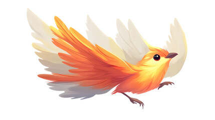 Obraz premium A vibrant bird with fiery orange and white plumage perfect for fantasy nature and mythical t