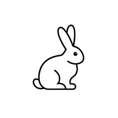 Cute bunny rabbit outline vector illustration. 