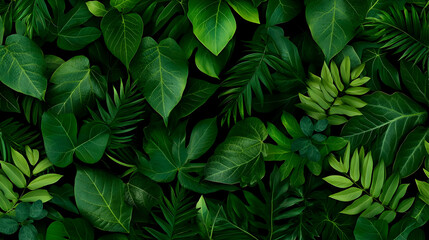 Detailed Green Tropical Leaf Pattern Background