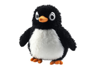 Fototapeta premium Plush penguin : tuxedo style flipping penguin with fluffy feathers, isolated on a white background