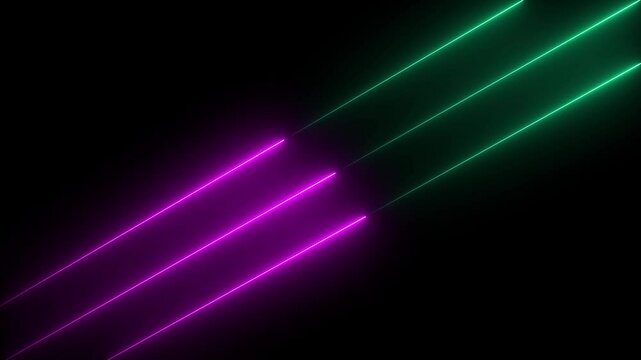 Abstract animation of glowing horizontal neon lines streaming across on the screen. on the black background  neon line icon animation glowing line Light effect icon.
