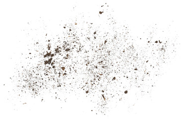 Dirt, dry soil pile isolated on white background