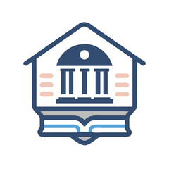 Abstract education icon with book and building details