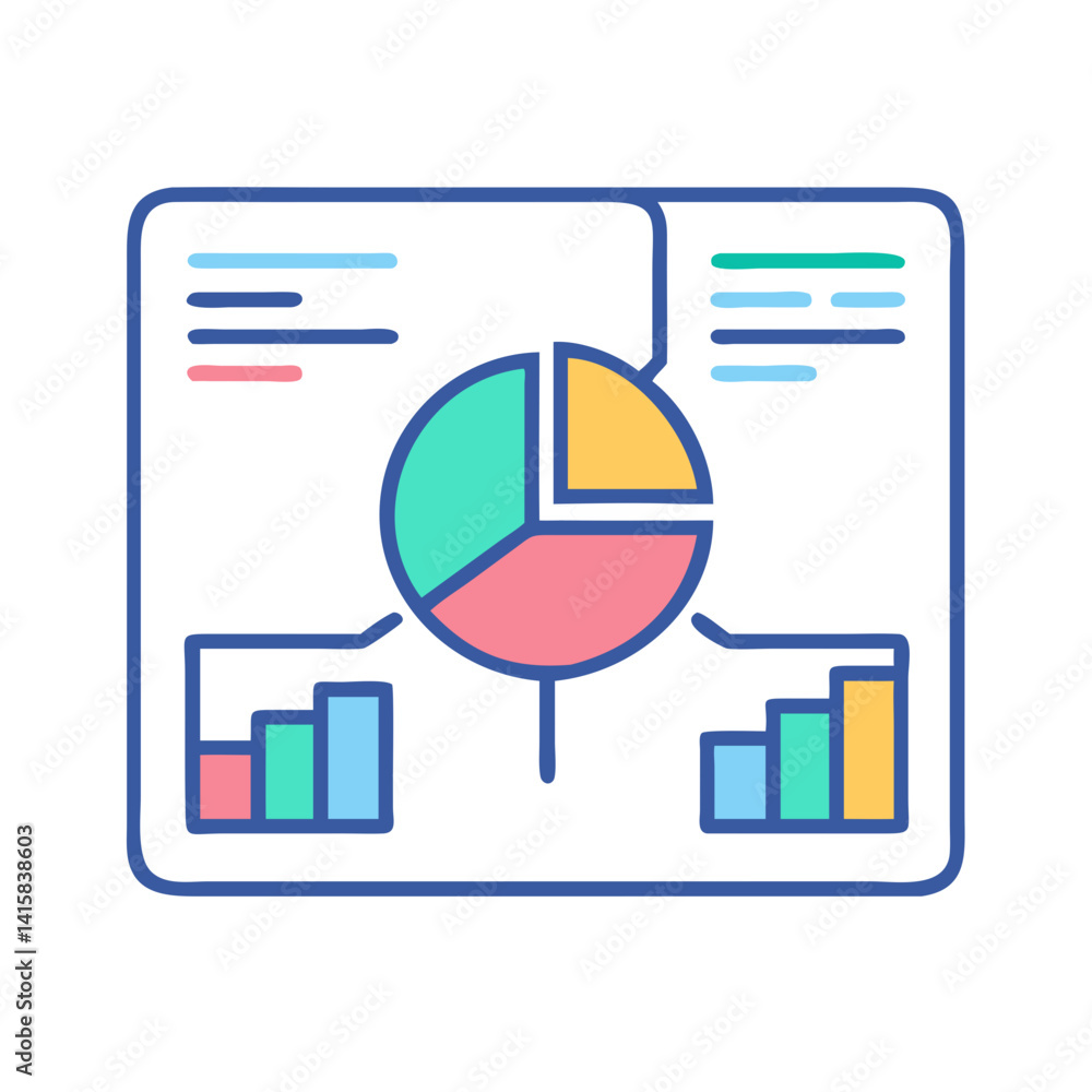 Poster colorful chart and graph icon for data visualization