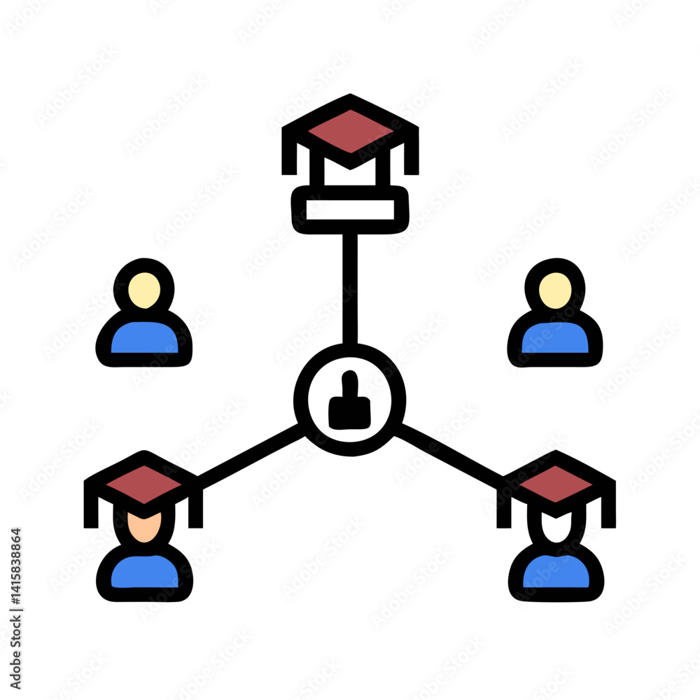 Poster simple flowchart illustration for management or employee hierarchy diagram