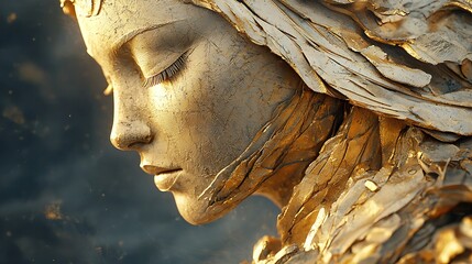 Close up sculptural face warm tones earthy colors artistic detail texture