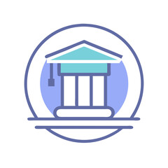 University building icon for education, knowledge, learning
