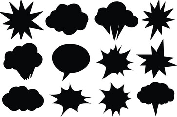 Comic Book Style Boom Art with Silhouettes and Classic Bubbles for Fun Retro Looks