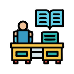 Person studying at desk icon with open book