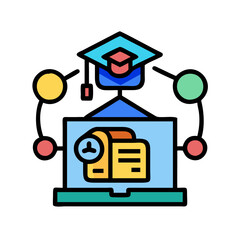 Online Education Platform with Graduation Cap and Computer