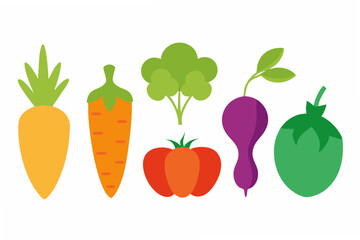 set of vegetables isolated on white