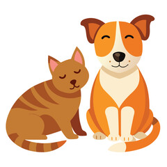 Dog and cat sitting and sleeping