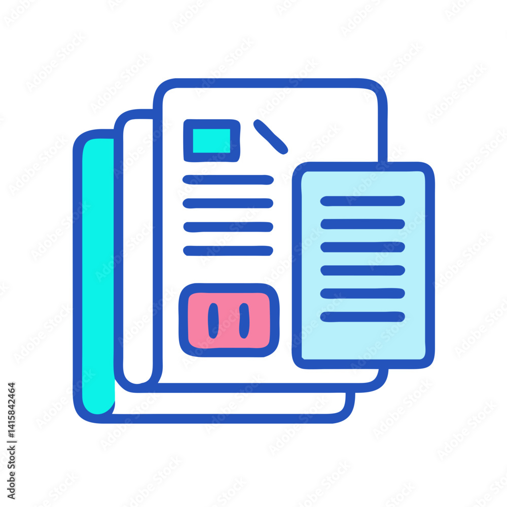 Poster stack of colorful documents and paper icon design