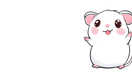 Fototapeta premium Adorable Black Hamster with Pink Cheeks and Whiskers Cute Animal Illustration for Kids Fun Ca