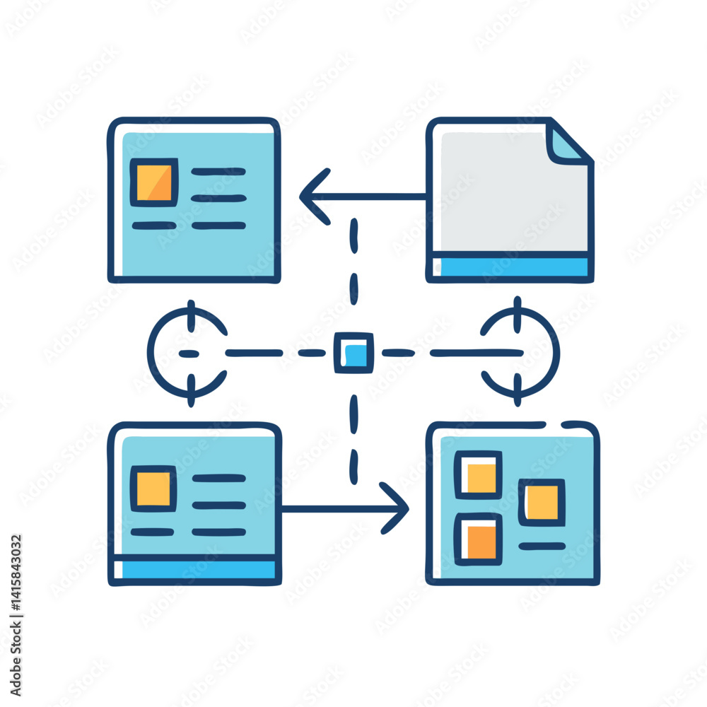 Poster data flow diagram with connected interfaces and document