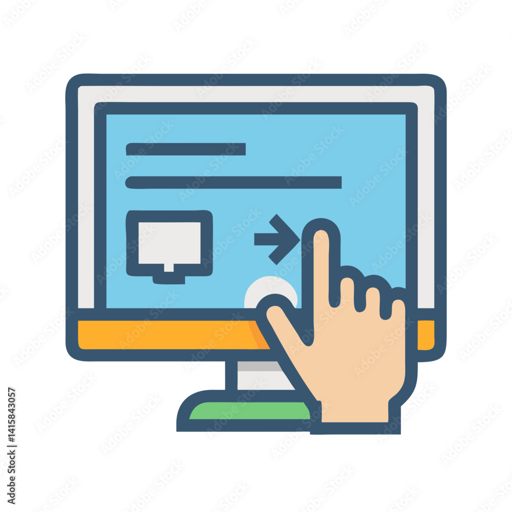 Poster touch screen interface - user interaction vector illustration