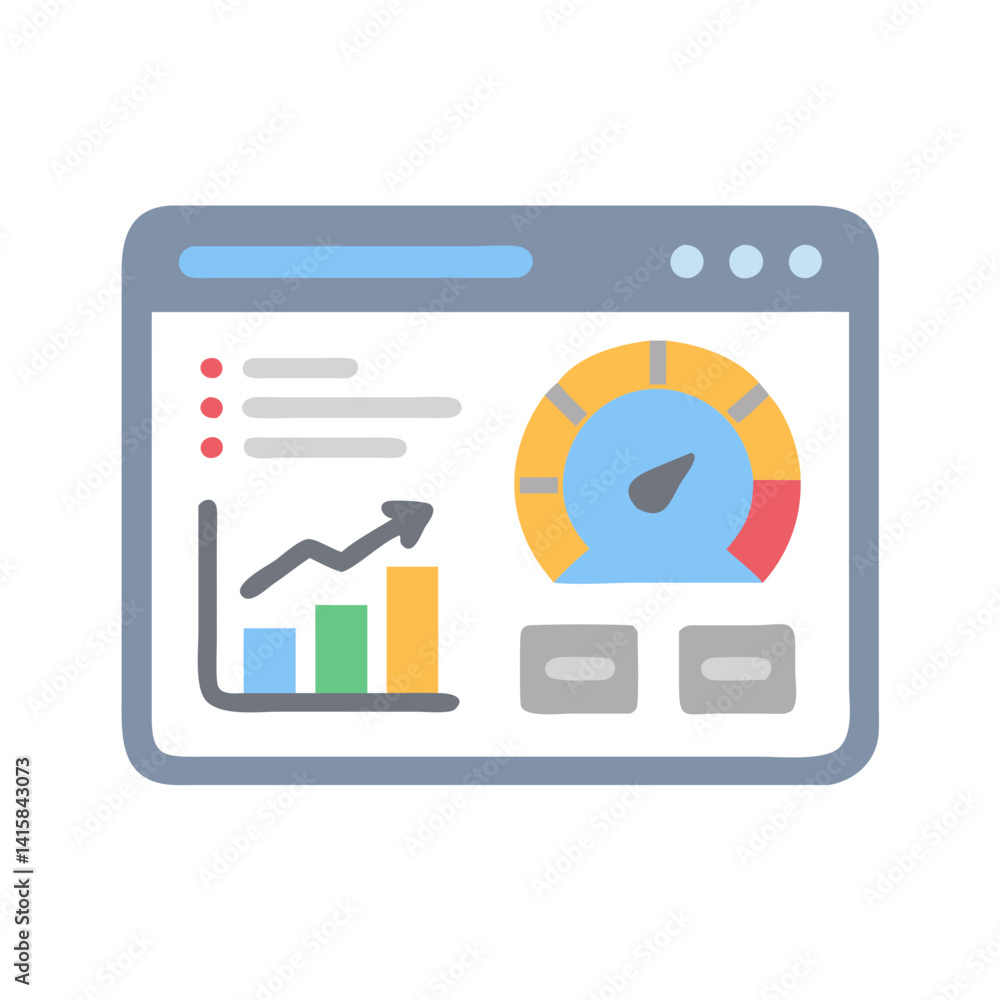 Poster dashboard web interface with performance tracking illustration icon
