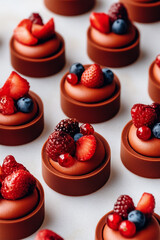 Geometric Chocolate Berry Bites with Precision Design and Vibrant Toppings