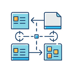 Data flow diagram with connected interfaces and document
