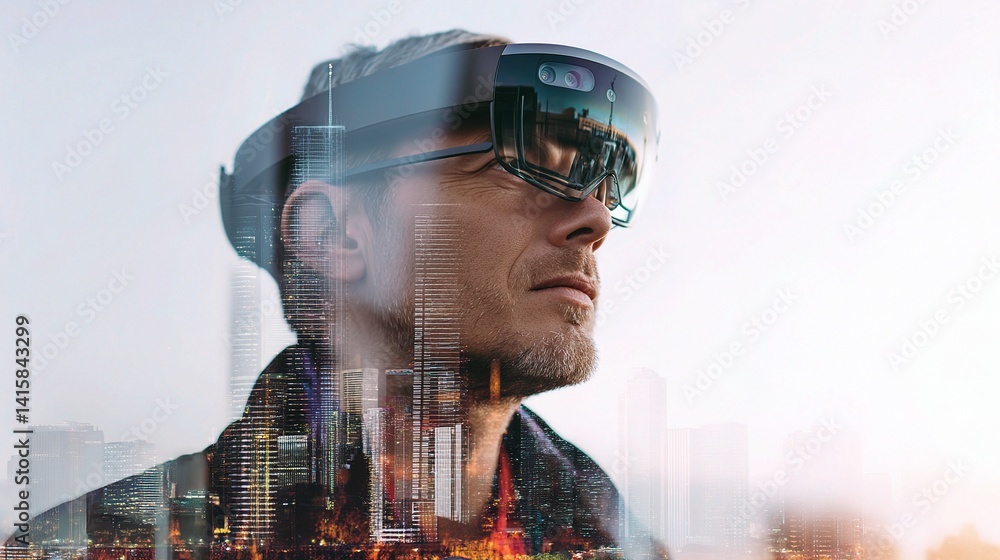 Poster ai architect using ar glasses for future building design