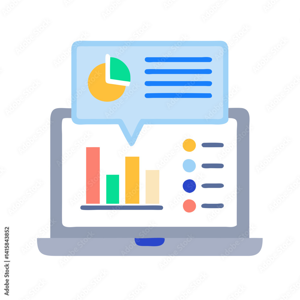 Aufkleber laptop with data analysis report pie and bar charts
