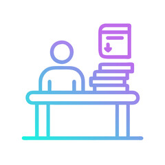 Gradient Icon: Person at Desk with Documents