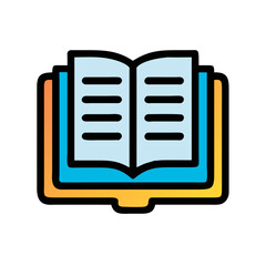 Open book icon, education and knowledge illustration concept