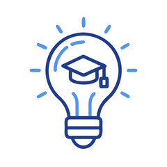 Education Innovation: Graduation Cap in a Lightbulb Icon