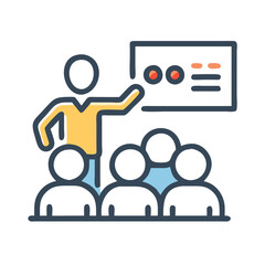 Presentation Icon with Audience, Education, Training, Seminar